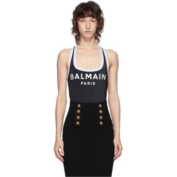 Balmain Black Racerback Tank Top size 42 NWT $399 - Picture 2 of 7
